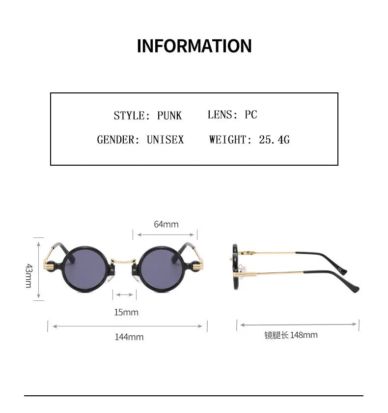 Round Steampunk Sunglasses For Men Retro Fashion Punk Sunglasses Women Trendy Vintage Glasses Dropshipping Gafas De Sol Hombre
