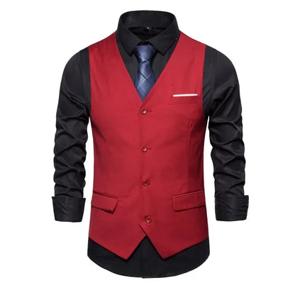 Blue Suit Vest, Men's Business Sleeveless Vests Jacket, Asian size S-6XL, Wedding Party Waistcoat, Red Purple Black Gray