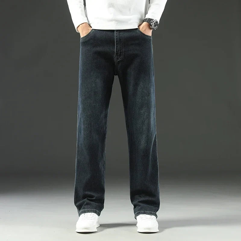 2026 New Spring and Autumn Men's Jeans, Loose, Comfortable, Straight, Business Casual, Versatile Wide-leg Business Trousers