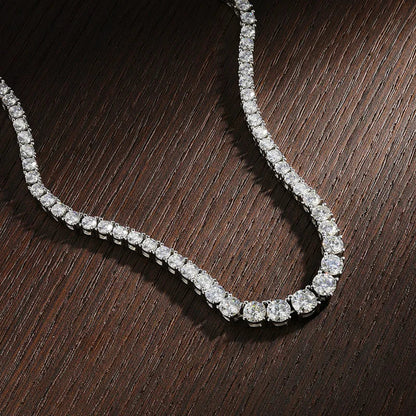 D Color Moissanite Tennis Necklace 925 Sterling Sliver Plated 18k Gold Necklace for Woman Man Hiphop Party Jewelry
