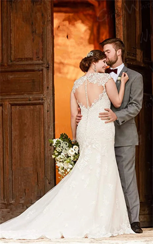 Wedding Dress Backless Cap Sleeve Trumpet Bride Dresses Sweetheart Vestido De Novia Robe De Mariée