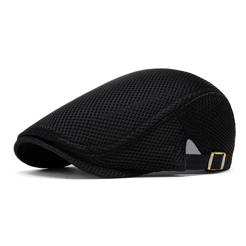 Men Women Hat Adjustable Newsboy Beret Ivy Cap Cabbie Flat Caps  Breathable Mesh Summer