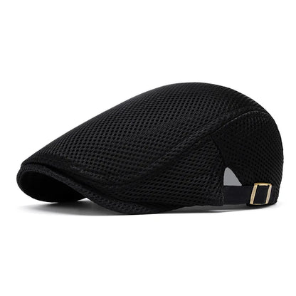 Men Women Hat Adjustable Newsboy Beret Ivy Cap Cabbie Flat Caps  Breathable Mesh Summer