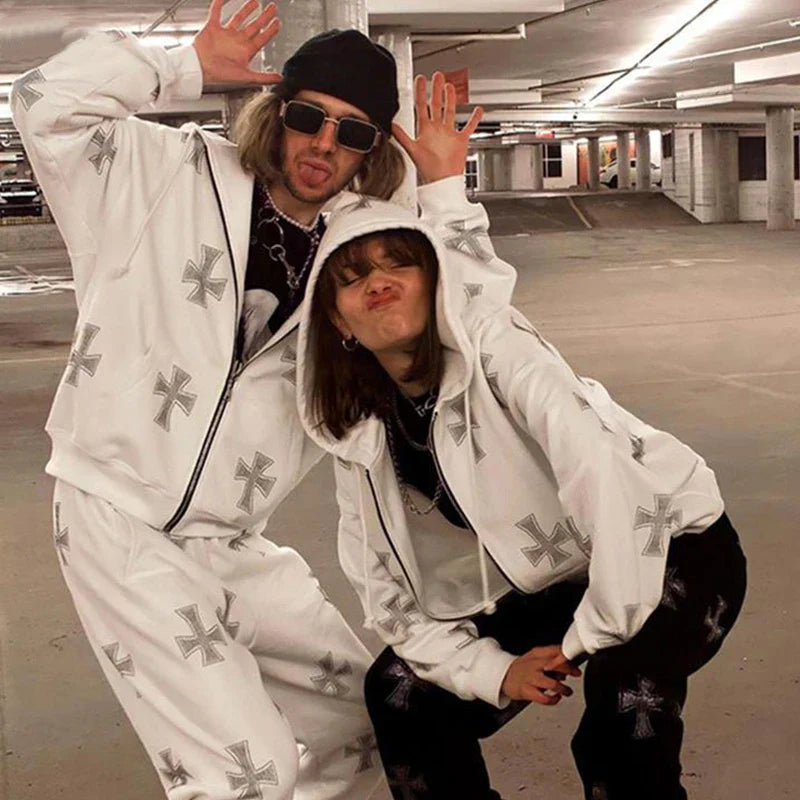 Gothic Long Sleeve Rhinestone Skeleton Hoodie Y2k Jacket Men Hoodies Oversized Full Zip Hoodie Goth Sweatshirt Sport Coat Autumn