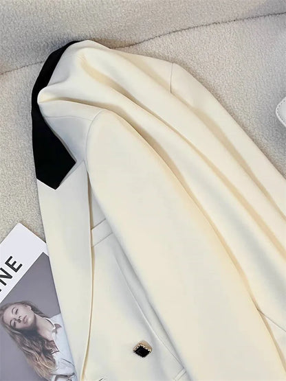 Spring Women's Suit Jacket Fashionable Korean Design Commute Style Long Sleeve Polyester Blend Urban Windbreaker