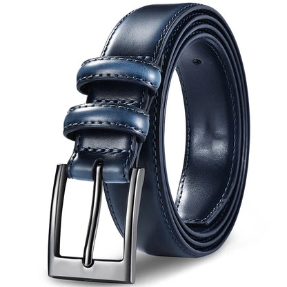 Belt, Men's Leather, Casual Pants, Men's Cowhide, Young People, Simple Denim, Middle-Aged Belt, Young People, Retro Needle Buckl