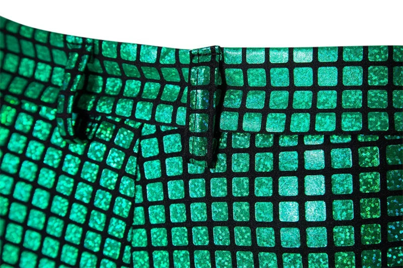 New Men Luxurious Sequined Checkered Suit Pants Fashion Male Dance Party Bar KTV Casual Dress Small Stretch Trousers