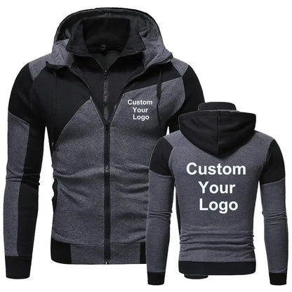 Autumn Winter Fashion Men Custom Your Logo Double Zipper Sweatshirt Hoodie Jacket Hoodies Jacket Sportswear Male Hoodie Jacket