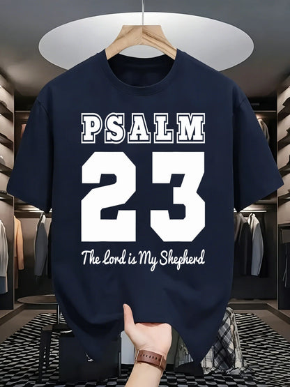 Psalm Number 23 Printing T-Shirt Men Cotton Crewneck T Shirts Summer Loose Basics Clothing Fashion Unisex Retro Short Sleeve