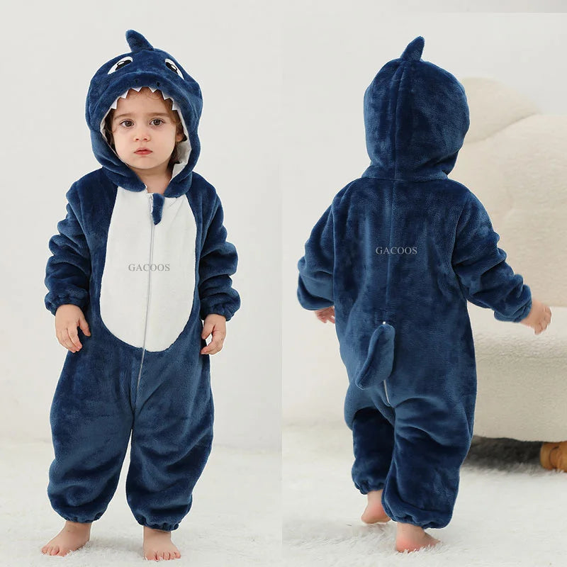 Cute Monkey Tiger Dinosaur Cosplay Costumes Boys Girls Toddler Animal Jumpsuit Baby Rompers Infant Clothes Pyjamas Kids Kigurumi