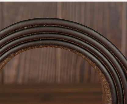 3.8CM Fashion Men Belts Genuine Leather Luxury Designer Vintage Thread Waist Belt For Jeans Cinturon Cowboy Hombre Dropshipping