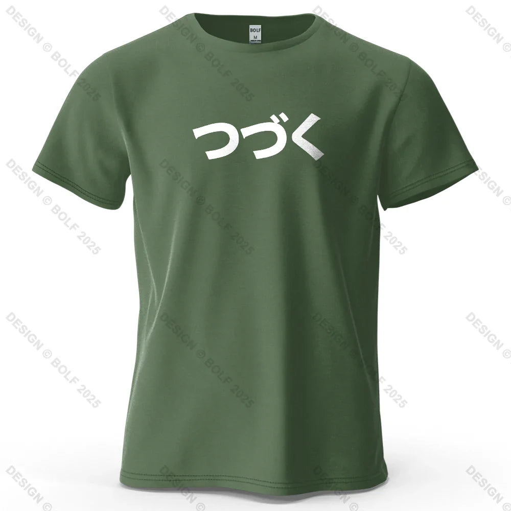 Japanese Character Printed Men's T-Shirt 100% Cotton Oversized Cultural Graphic Tees for Women Tops Tees Casual Streetwear