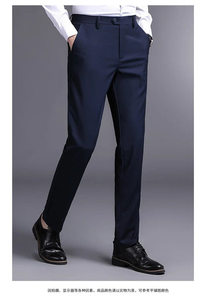 Top Grade New Brand Fashion Relax Fit Suit Pant Office Trousers For Men Dress Pants Business Straight Trousers Men's Clothing