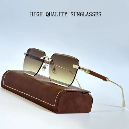 Fashion Rimless Sunglasses For Men Designer Square Sunglasses Women 2024 Trendy Retro Gafas De Sol Hombre Lunette Soleil Femme