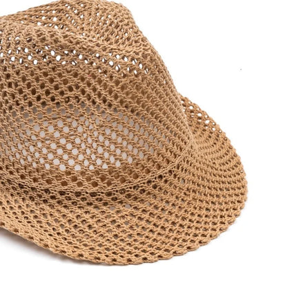 Mesh Hollow-Out Jazz Hat Summer Breathable Sun Protection Hat Straw Hat British Retro Casual Cool Hat