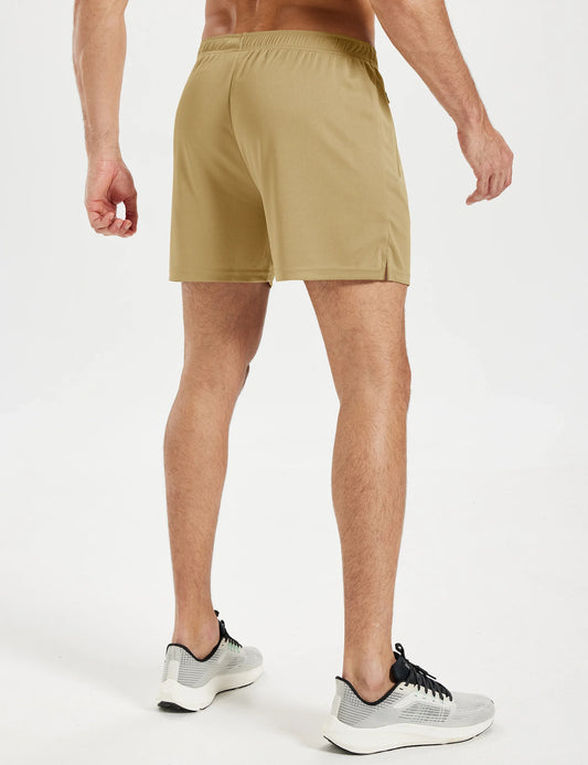 Men's Athletic Running Shorts Mesh Quick Dry Lightweight 5 inches Drawstring Gym Workout Shorts with Zipper Pockets