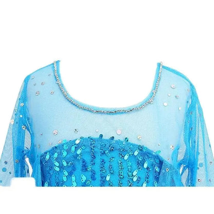 Halloween Elsa Dress Kids Cosplay Costumes Sequined Mesh Ball Gown Carnival Party Frozen Prom Gown Princess Dress for Girl