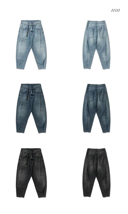 American Vintage High Quality Denim Cargo Pants Men Clothing Streetwear Loose Skate Jeans Harajuku Casual Harem Trousers Male
