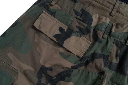 Three Waisted Camouflage Cargo Pants for Men Streetwear Patchwork Baggy Jeans Wide Leg Casual Loose Denim Trousers Oversized