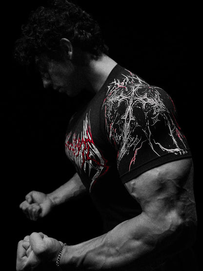 Dark Dragon Slayer Men's 2026 Summer New Fitness Clothes Speed Drying Running Printed Compression Clothes Sports T-shirt