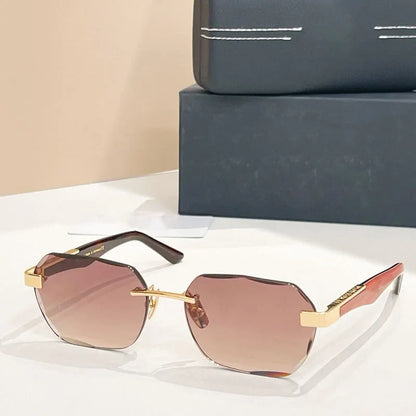 Rimless Luxury Sunglasses Gradient Square Handmade Germany Top Quality Designer Fashion Trendy UV400 Men Women Gafas