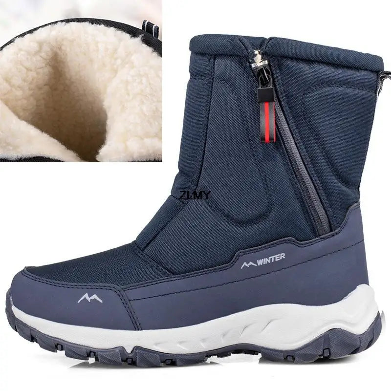 Waterproof Men Women Snow Boots High Top Ankle Winter Boots Platform Warm Plush Man Cutton Shoes Outdoor Non-slip Snowboots Male