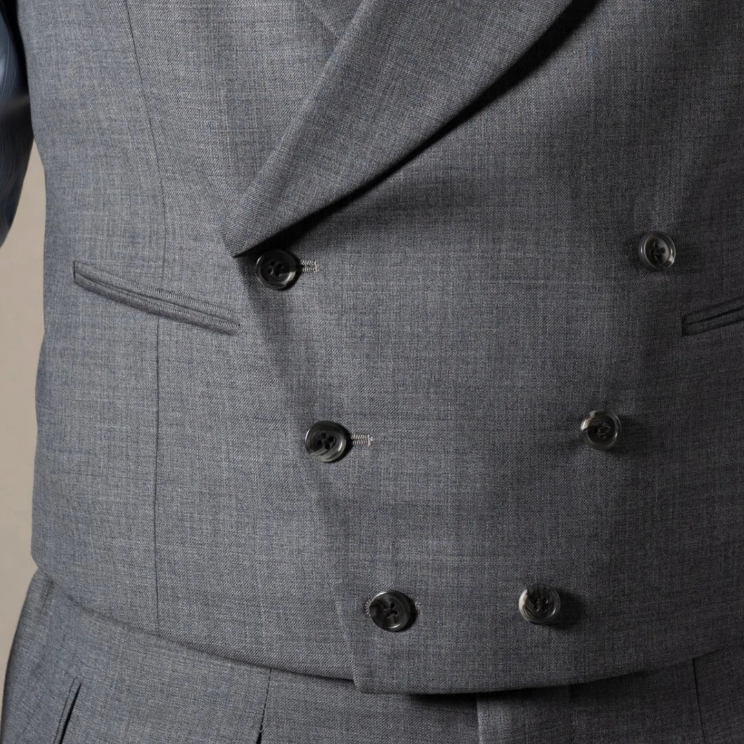 Men Vest Gray Double Breasted With Lapel Solid Waistcoat For Wedding Banquet Business Work Office Casual Daily Men Suit Vest