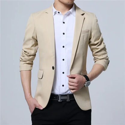 2025 New Fashion Spring  Autumn Casual Men Blazer Cotton Slim England Suit Blaser Masculino Male Jacket Blazer Men Size M-5XL