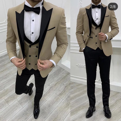 Custom Made Purple Prom Party Wedding Suits For Groom Slim Fit Business Work Wear Men Blazer Waistcoat Trousers Marriage Costume