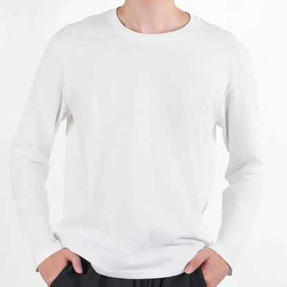 Mens Long Sleeve T Shirts Casual Round Neck Cotton Moisture Wicking Tees Tanks White Black Undershirts Loose Fit Tshirts for Men
