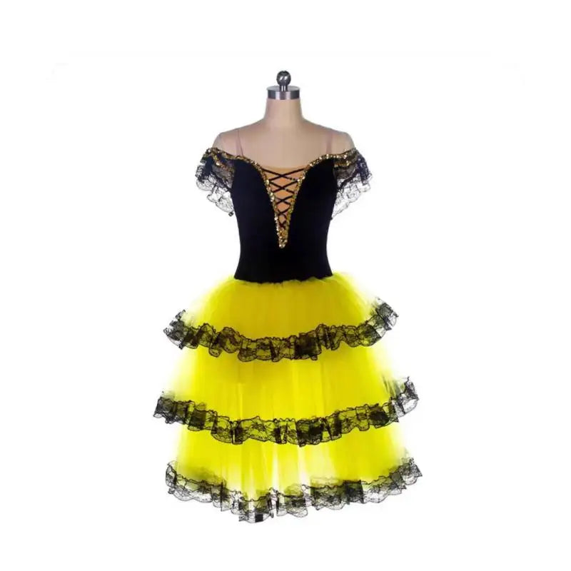 Professional Ballet Romantic Tutu Long Skirt Black Red Spain Dress Girls Adult Children's Performance Ballet Clothes For Women