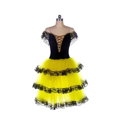 Professional Ballet Romantic Tutu Long Skirt Black Red Spain Dress Girls Adult Children's Performance Ballet Clothes For Women