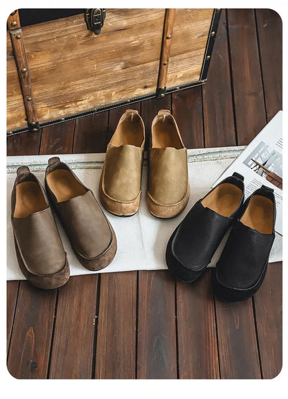 Man Loafers Outdoor Walking Fashion Mens Casual Shoes Soft Leather Comfort Half Slippers Breathable Lazy Driving Shoes