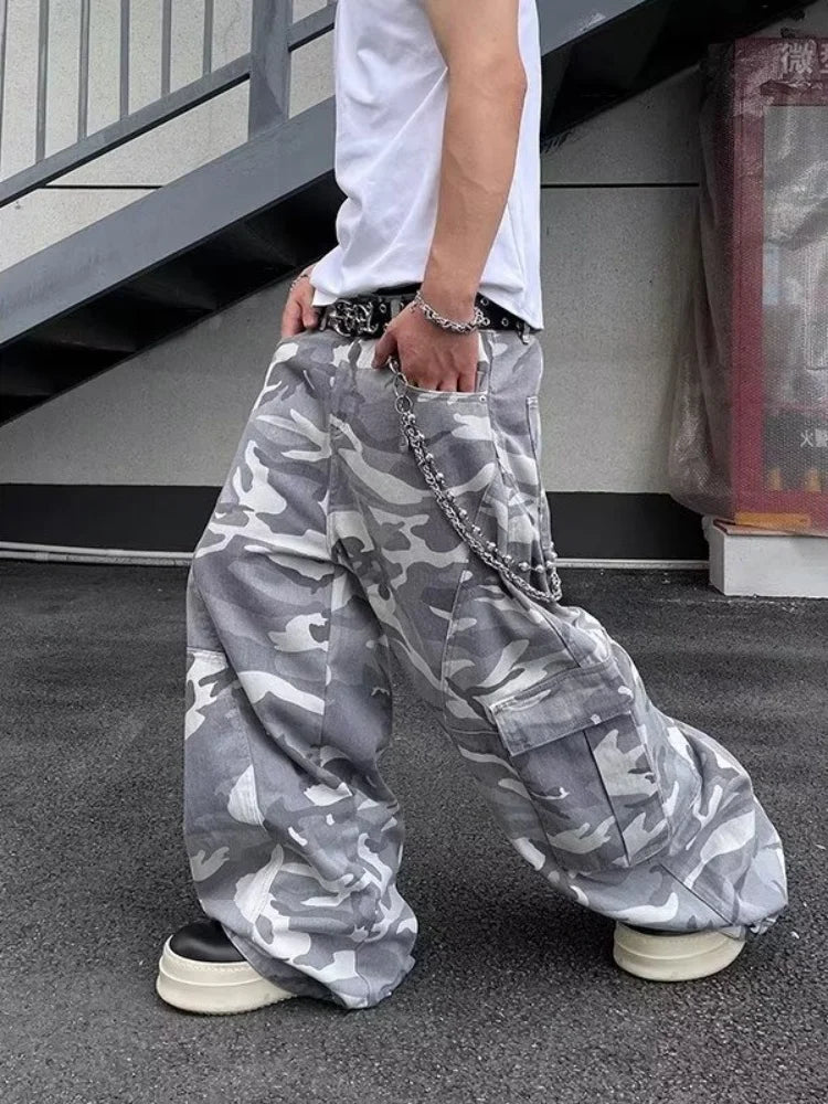 2026 Pantalones Y2K Streetwear Camouflage Baggy Cargo Jeans Pants For Men Clothing Wide Leg Oversize Long Trousers Moda Hombre