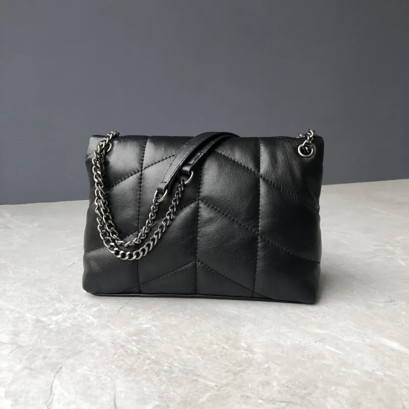 Elegant Women Chain Bag Soft Sheepskin Genuine Leather Handbag Ladies Fashion Single Shoulder Bag Designer Messenger Bag