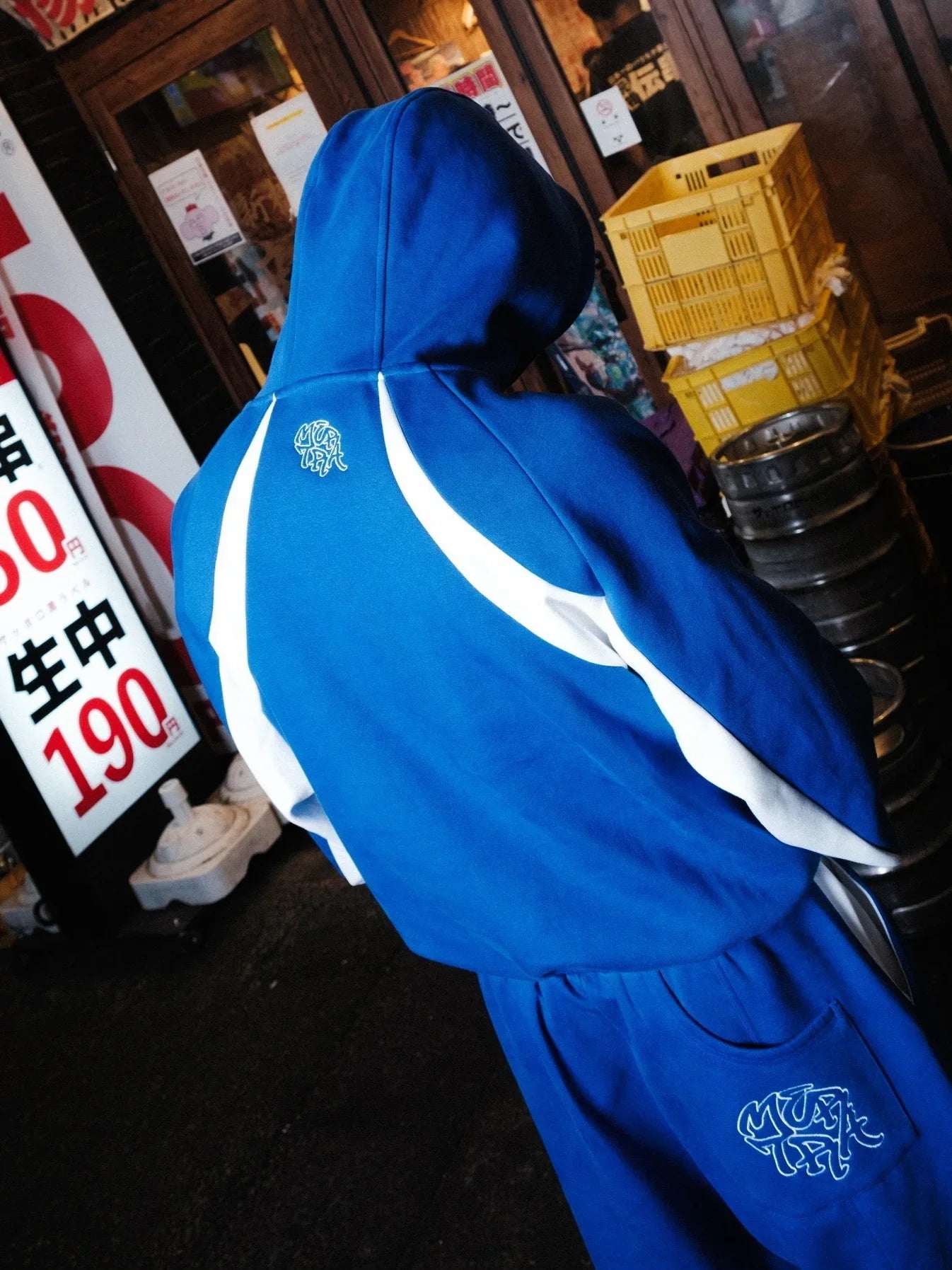 Autumn and winter new trendy men's and women's high street Japanese casual sports letter hooded sweatshirt and pants set