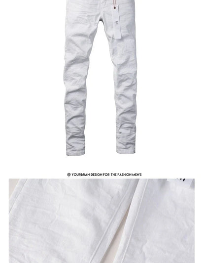 Spring New Men's White Skinny Jeans High Quality Slim Fit Trousers Streetwear Hip Hop Style Casual Fashion Stretch Denim Pants