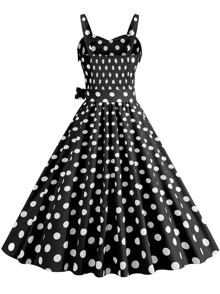Spaghetti Strap Pink Plaid Dress Women Summer Elegant Vintage 50s Rockabilly Swing Party Dress