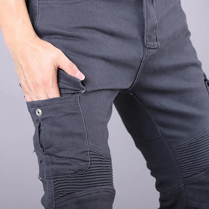 New Men's Winter Riding Motorcycle Cargo Pants Male Outdoor Riding Jeans Moto Protective Gear With Hip Knee Gear Long Trousers