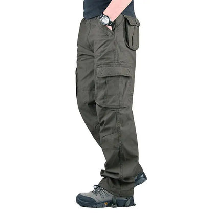 Solind Cotton Multi Flap Pockets Men's Straight Leg Cargo Pants Loose Casual Outdoor Pants Men's Work Pants For Hiking Tactical