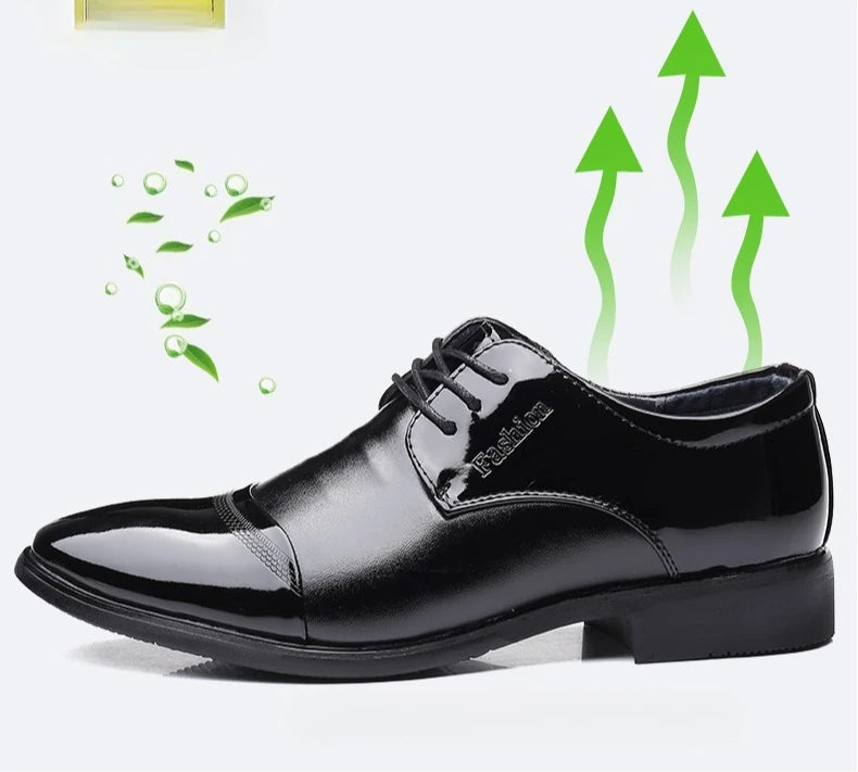 Men Dress Shoes Patent Leather Oxford Shoes Male Formal Big Size 38-48 Handsome Men Pointed Toe for Wedding
