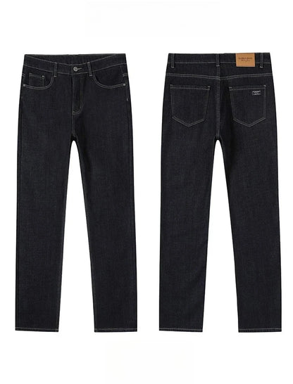 Men's Fleece Lined Thicken Jeans Winter Warm Stretch Slim Fit Denim Pants Comfortable Soft Trousers for Daily Work Wear Clothing
