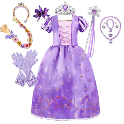 2026 Princess Party Costume Play Fancy Dress Girl Animation Movie Tangled Fairy Tale Halloween Apparel Purim Festival Frocks