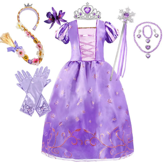 2026 Princess Party Costume Play Fancy Dress Girl Animation Movie Tangled Fairy Tale Halloween Apparel Purim Festival Frocks