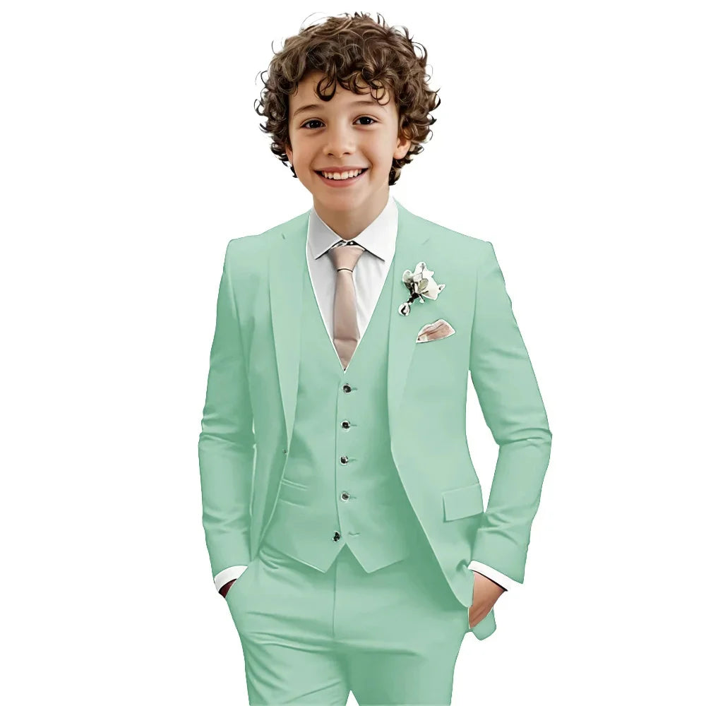 Multi-colors Boys Suit Set 3 Pieces Formal Outfit For Wedding Elegant Notched Lapel Kids Slim Fit Suits Party Tuxedo 2-20T