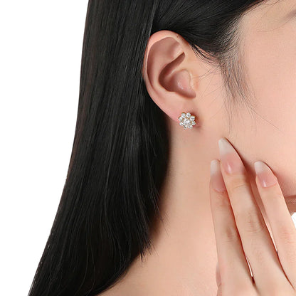 D VVS1 All Moissnaite Diamond Earring for Women 925 Sterling Sliver Plated 18k white gold Stud Ear Wedding Fine Jewelry