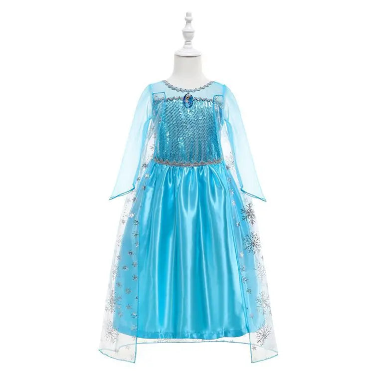 Elsa Dress for Girls 2-10 Yrs Birthday Role Anna Elsa Princess Dress for Kids Halloween Carnival Party Girls Costume