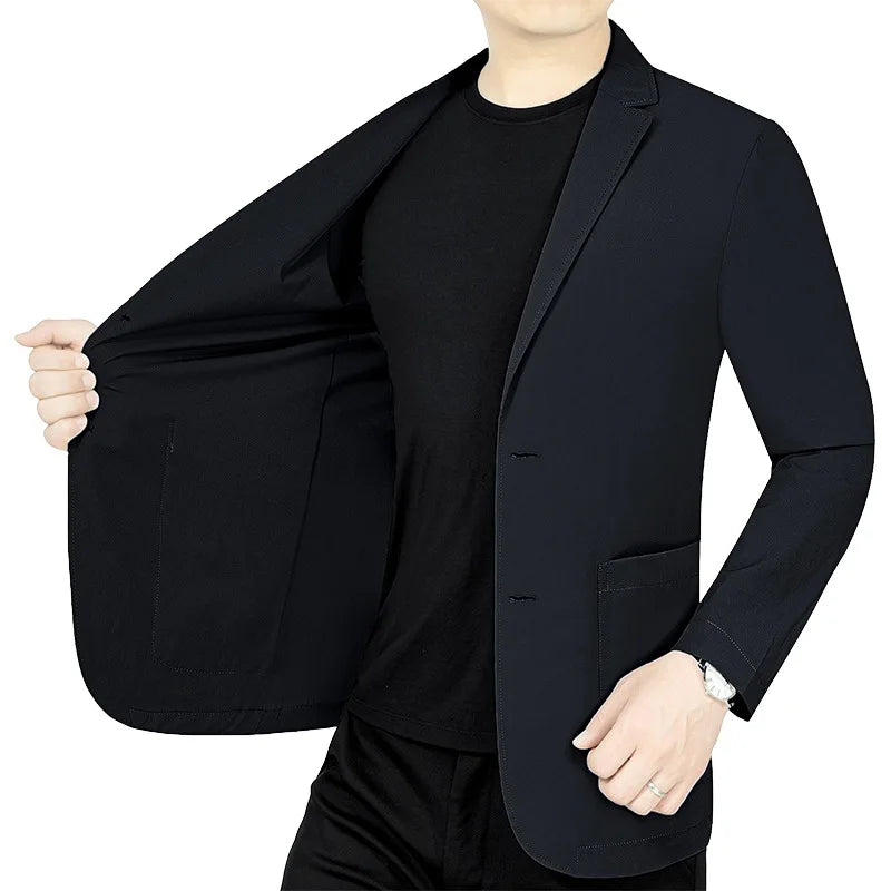 New Summer Man Thin Sunscreen Blazers Jackets Solid Business Casual Suits Coats Male Slim Elastic Blazers Jackets  Clothing 4XL