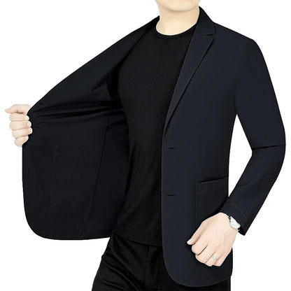 New Summer Man Thin Sunscreen Blazers Jackets Solid Business Casual Suits Coats Male Slim Elastic Blazers Jackets  Clothing 4XL