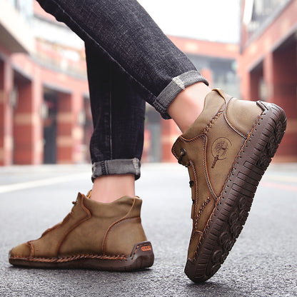Fashion Men Ankle Boots Handmade Mens Boots Lightweight Mens Designer Boots Outdoor Sneakers Leather Work Boots Plus Size 38-48